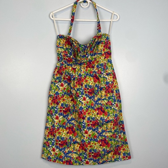 Girls From Savoy Floral Halter Dress Sz 8 Garden Party Retro Style Summer Cockta - Picture 2 of 14